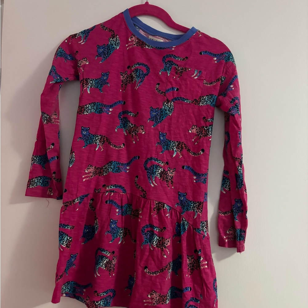 Hatley Pink Dress with Blue Leopard Print